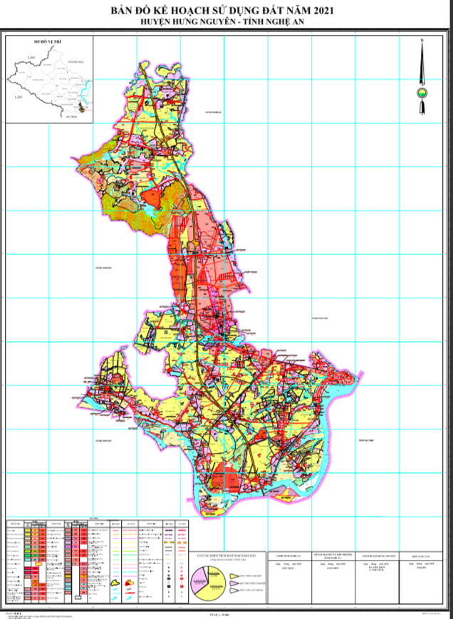 Bản đồ quy hoạch sử dụng đất Huyện Hưng Nguyên đến năm 2021