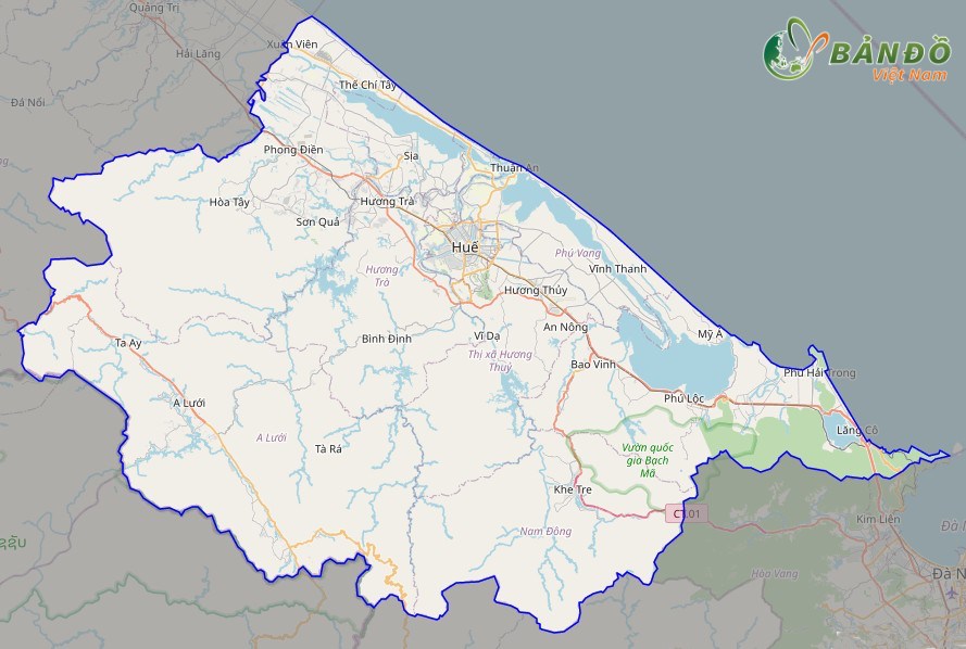  Bản đồ tỉnh Thừa Thiên Huế trên nền tảng Open Street Map
