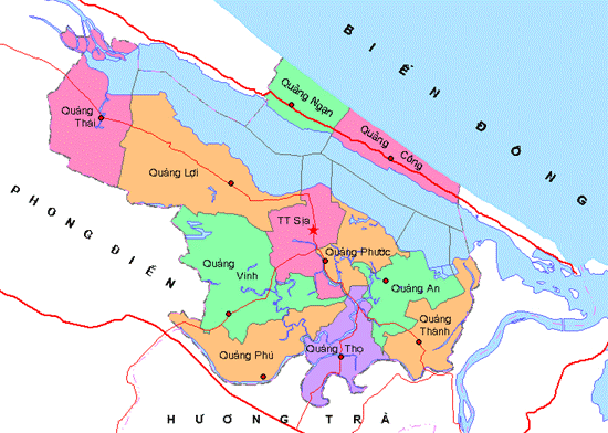 Bản đồ hành chính huyện Quảng Điền
