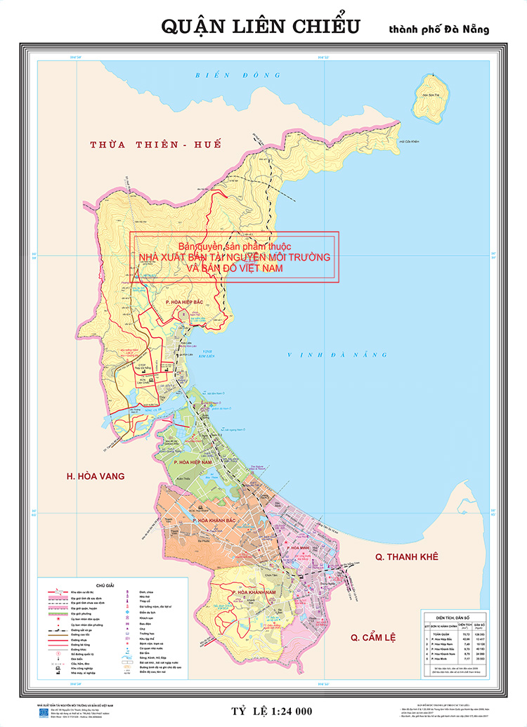 Bản đồ hành chính Quận Liên Chiểu tại TP Đà Nẵng mới nhất 