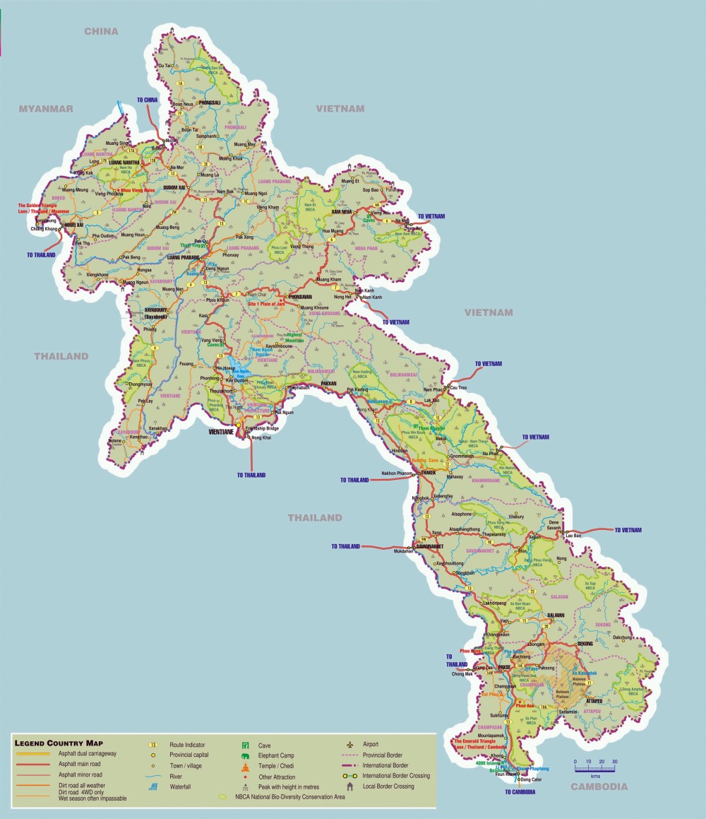 Bản đồ du lịch nước Lào