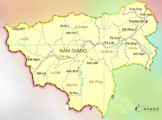 Bản đồ huyện Nam Giang
