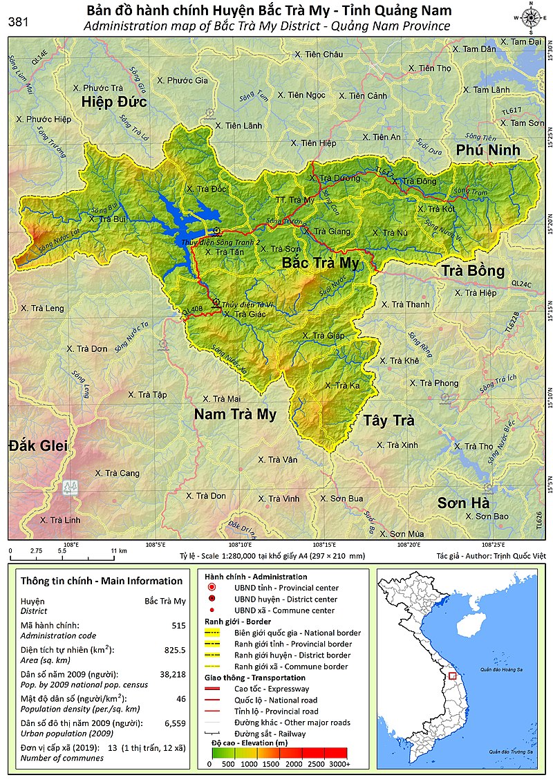 Bản đồ hành chính huyện Bắc Trà My