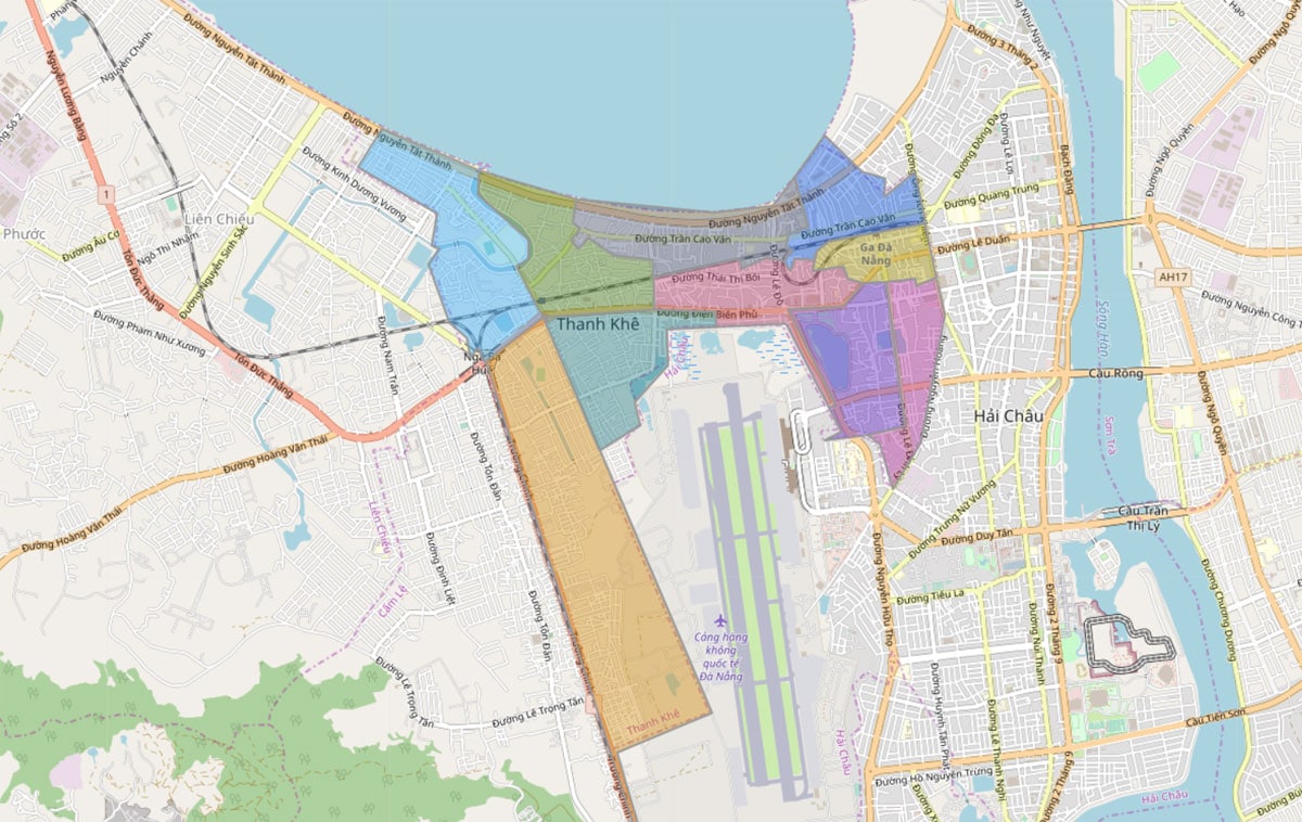 Bản đồ hành chính các phường tại Quận Thanh Khê hiện nay