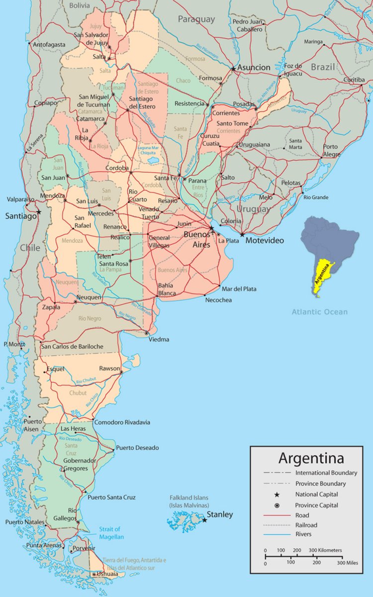 Argentina bản đồ du lịch