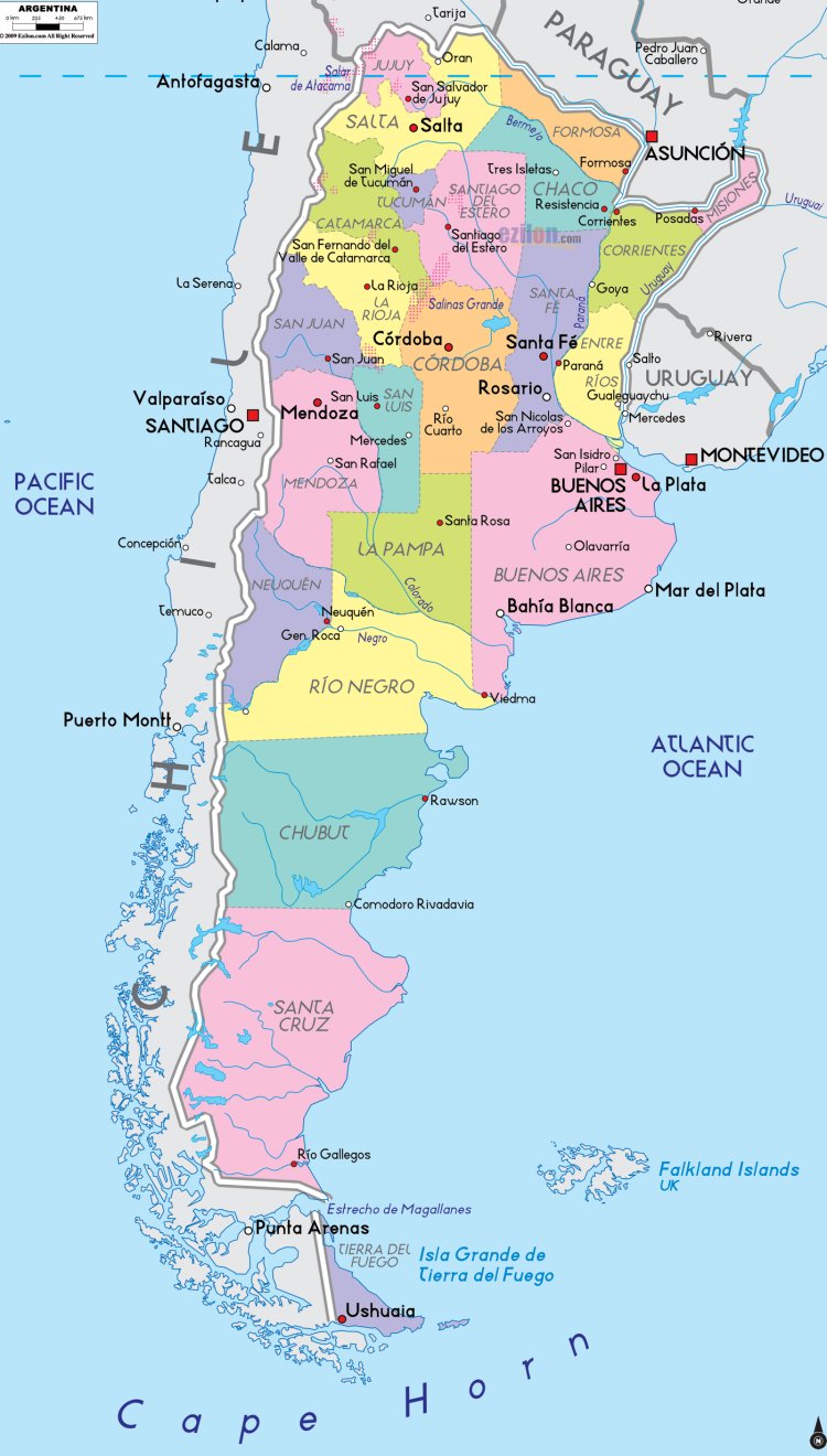 Argentina bản đồ du lịch