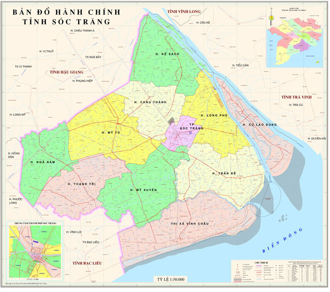 Bản đồ hành chính Sóc Trăng 2024: Quản lý và sử dụng tài nguyên địa chính hiệu quả thông qua bản đồ hành chính Sóc Trăng