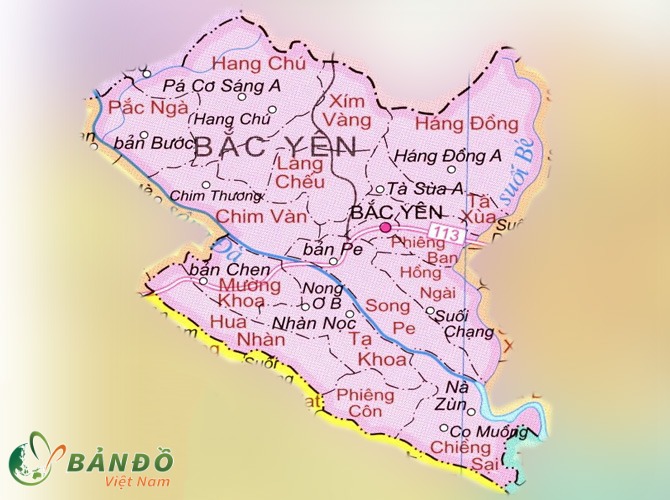 Bản đồ hành chính huyện Bắc Yên 