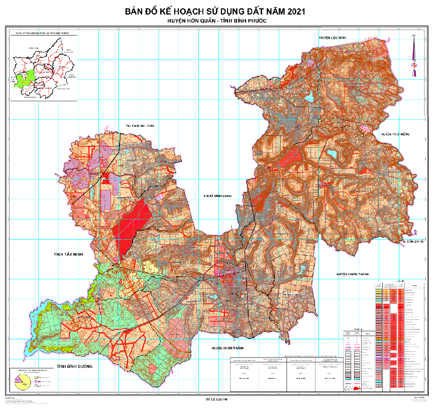 Bản đồ quy hoạch sử dụng đất Huyện Hớn Quản đến năm 2021