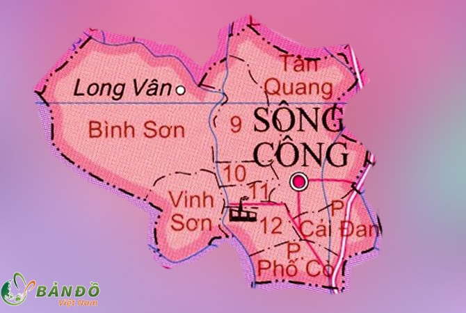 Bản đồ hành chính các phường tại thành phố Sông Công