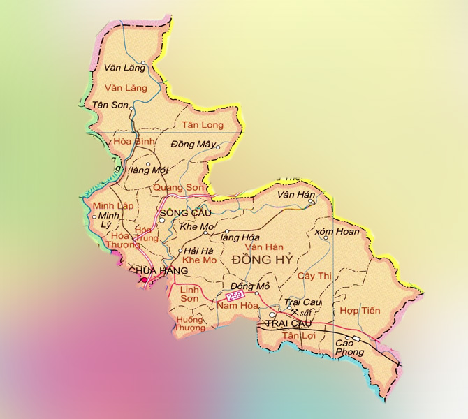 Bản đồ hành chính các xã, thị trấn tại huyện Đồng Hỷ