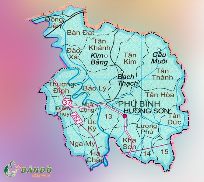 Bản đồ hành chính các xã tại huyện Phú Bình