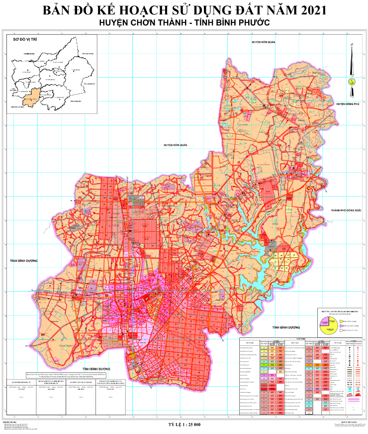 Bản đồ quy hoạch sử dụng đất Huyện Chơn Thành đến năm 2021