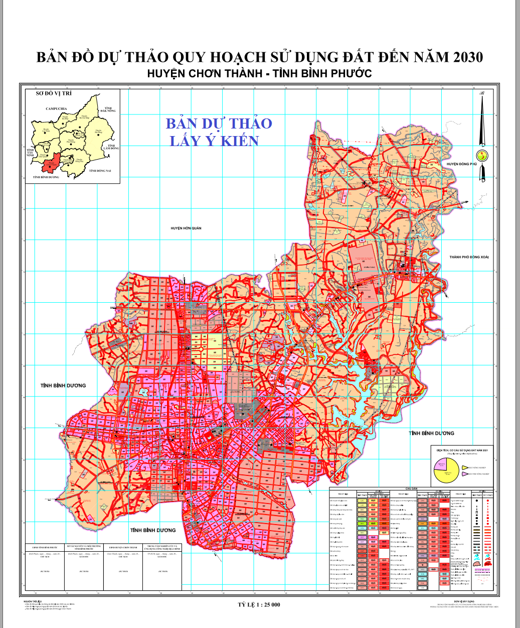 Bản đồ quy hoạch sử dụng đất Huyện Chơn Thành đến năm 2030