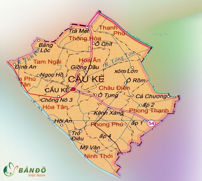 Bản đồ hành chính các xã và thị trấn tại Huyện Cầu Kè