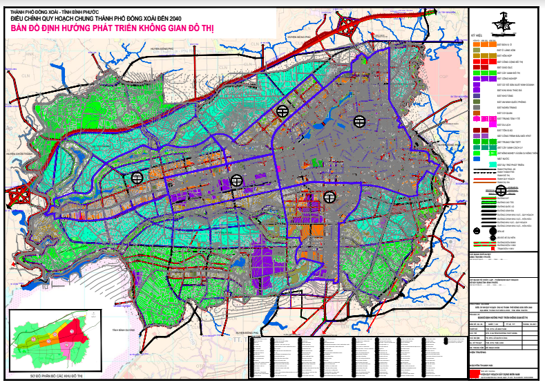 Bản đồ phát triển không gian đô thị Thành phố Đồng Xoài đến năm 2040