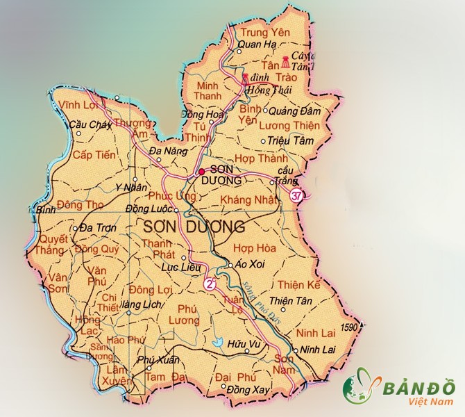 Bản đồ hành chính các xã tại huyện Sơn Dương