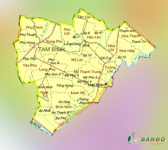 Bản đồ hành chính các xã tại Huyện Tam Bình    