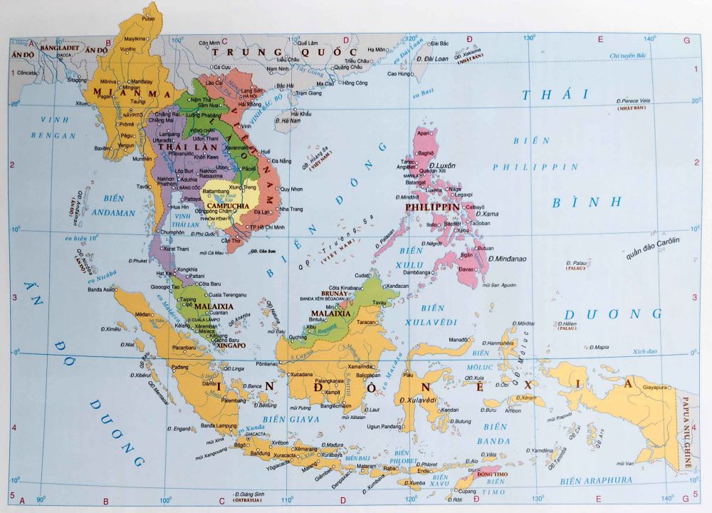 Bản đồ các nước ở khu vực Châu Á
