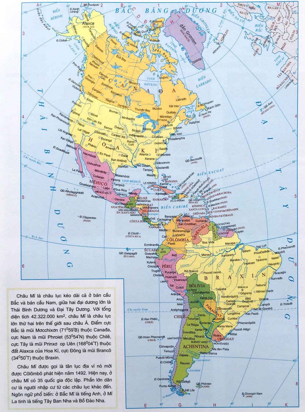 Bản đồ các nước ở Châu Mỹ hiện nay