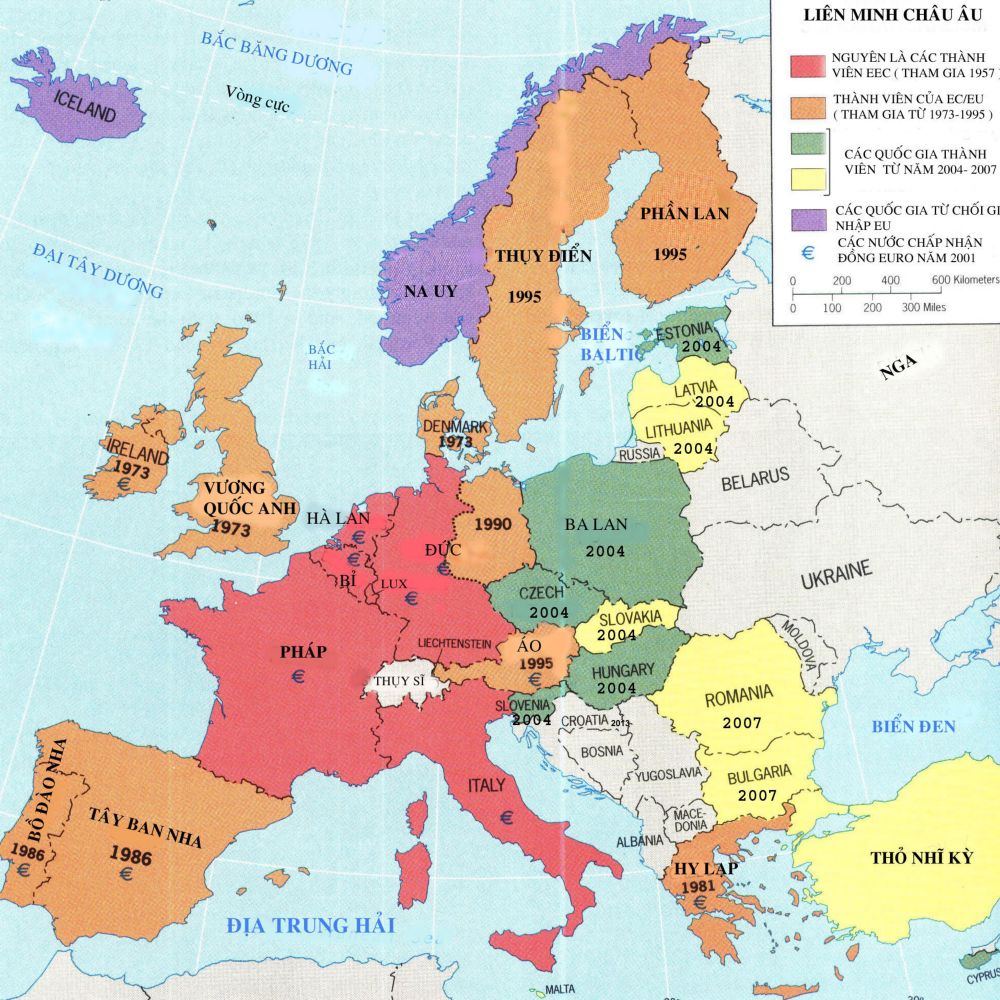 Bản đồ liên minh các nước ở Châu Âu
