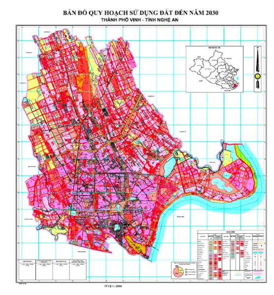 Bản đồ quy hoạch sử dụng đất Thành phố Vinh đến năm 2030