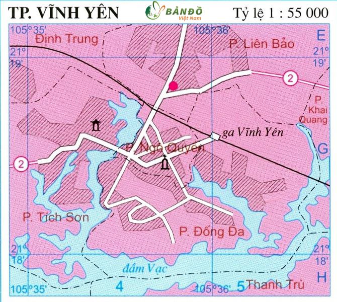 Bản đồ hành chính các phường tại thành phố Vĩnh Yên