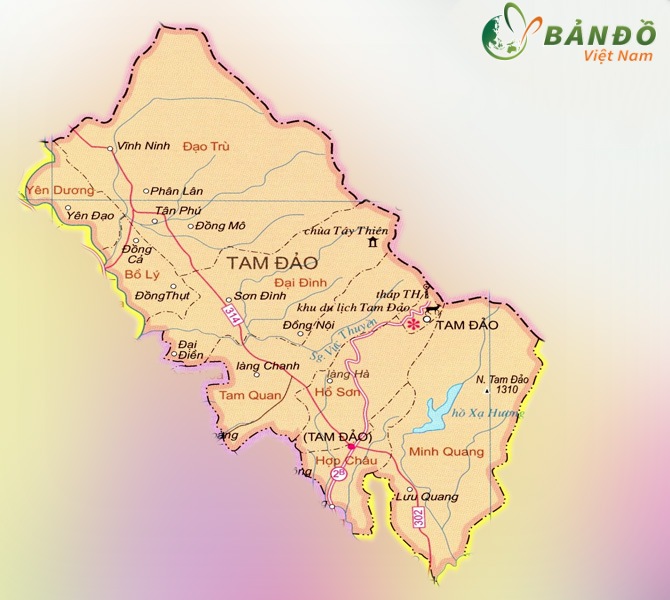 Bản đồ hành chính các xã tại huyện Tam Đảo