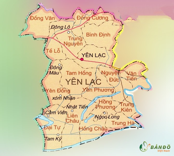 Bản đồ hành chính các xã tại huyện Yên Lạc