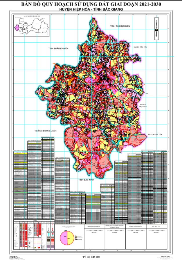 Bản đồ quy hoạch sử dụng đất Huyện Hiệp Hoà đến năm 2030