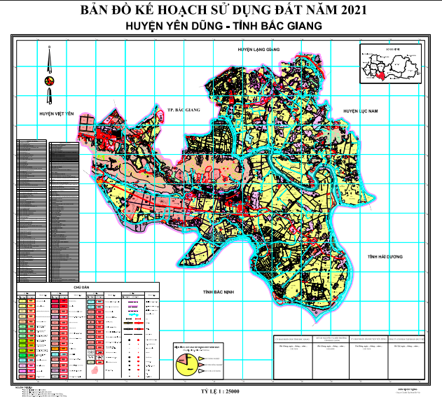 Bản đồ quy hoạch sử dụng đất Huyện Yên Dũng đến năm 2021
