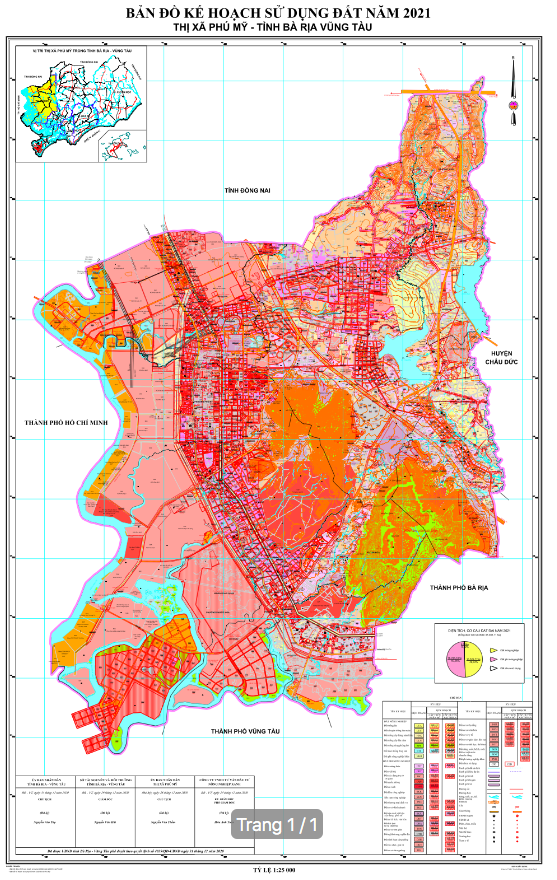 Bản đồ quy hoạch sử dụng đất Thị xã Phú Mỹ năm 2021