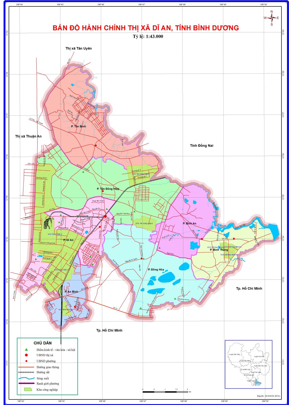 Bản đồ hành chính thành phố Dĩ An