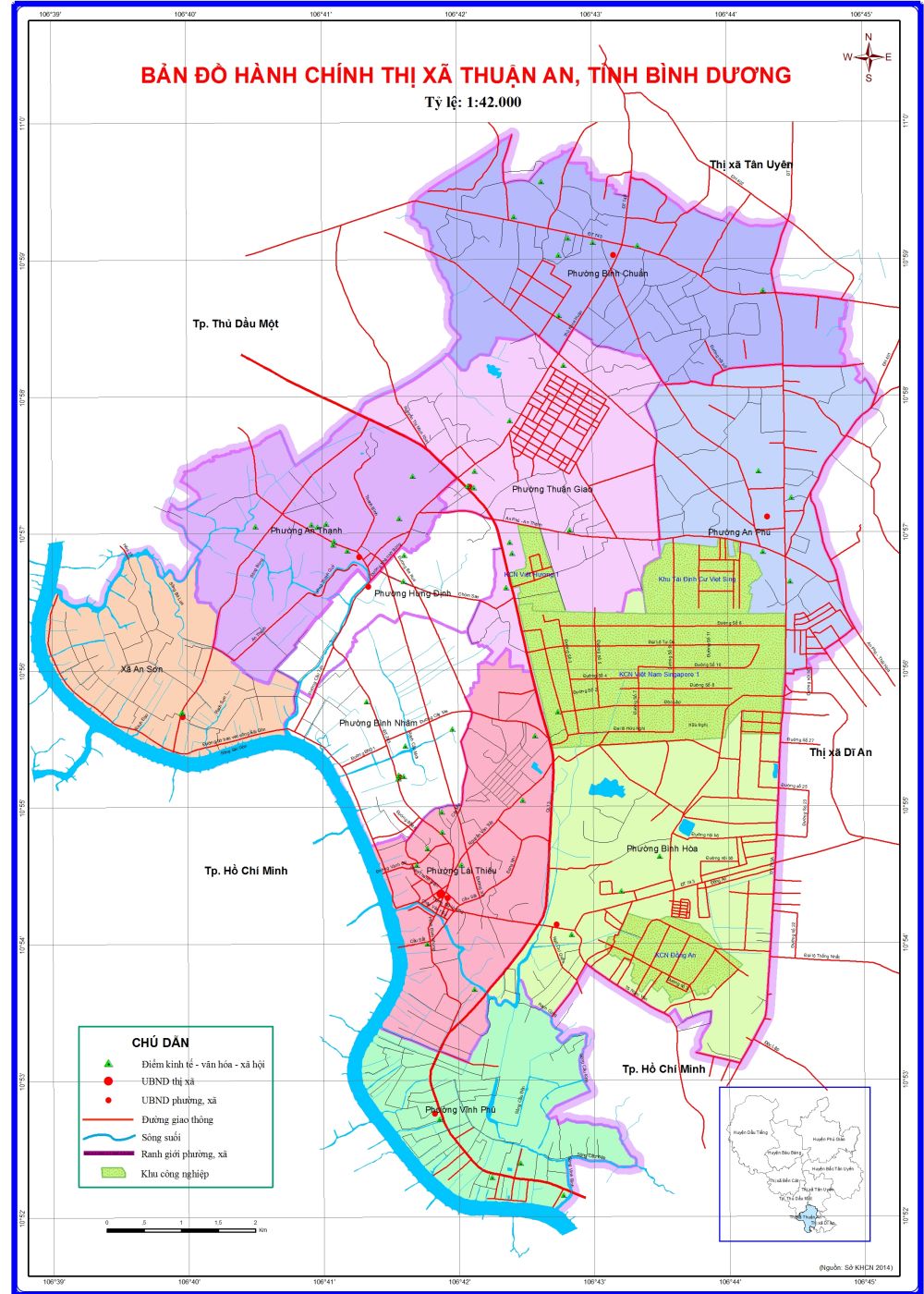 Bản đồ hành chính thành phố Thuận An