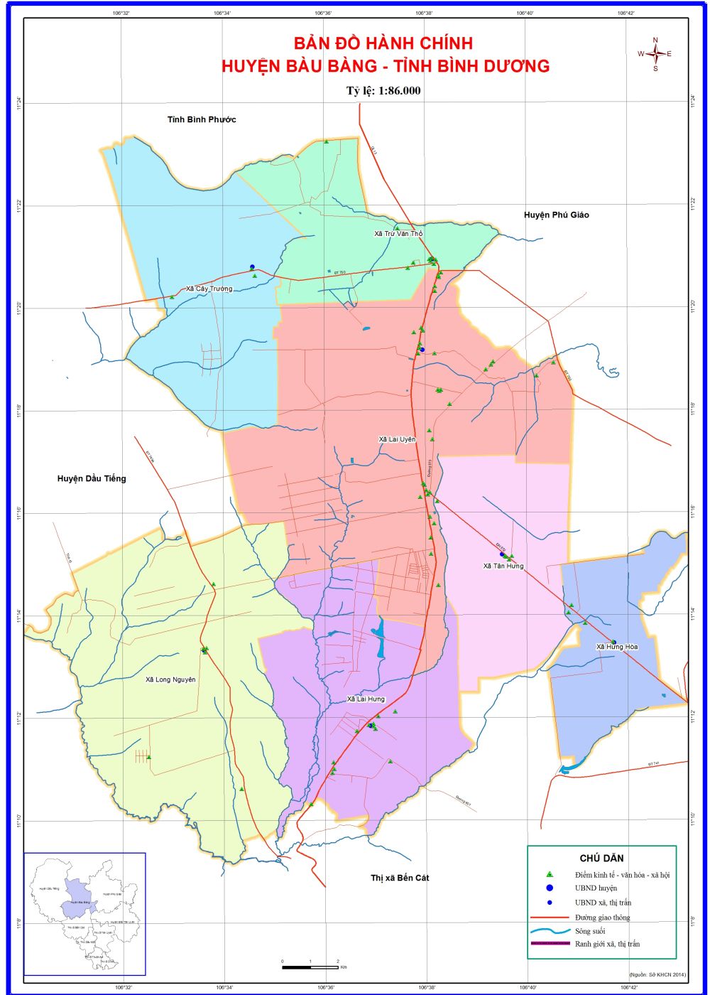 Bản đồ hành chính huyện Bàu Bàng