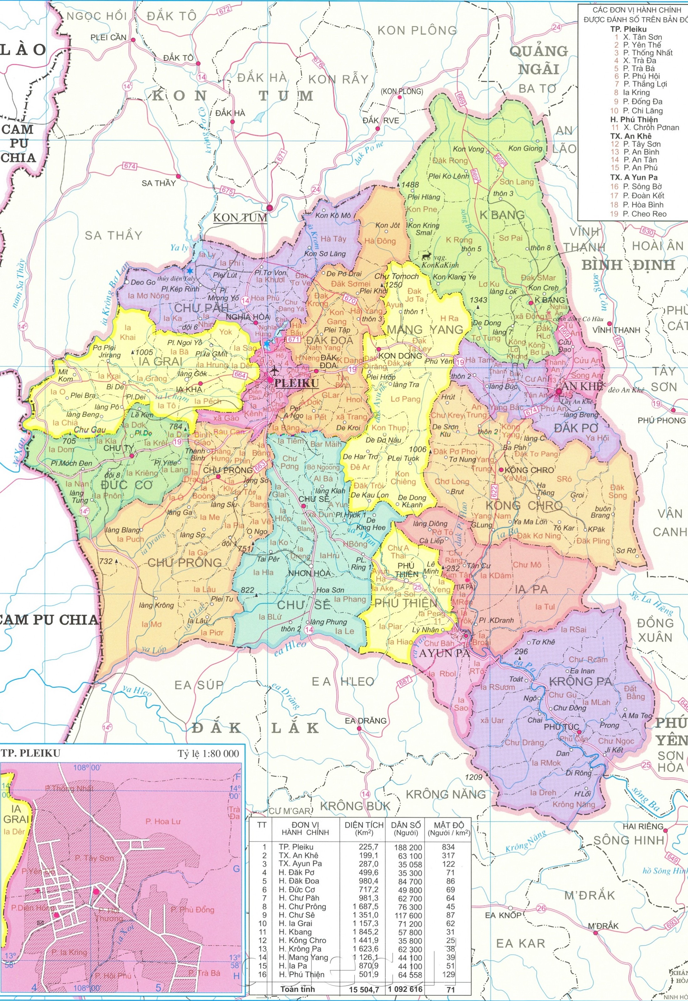 Bản đồ hành chính tỉnh Daklak khổ lớn năm 2022