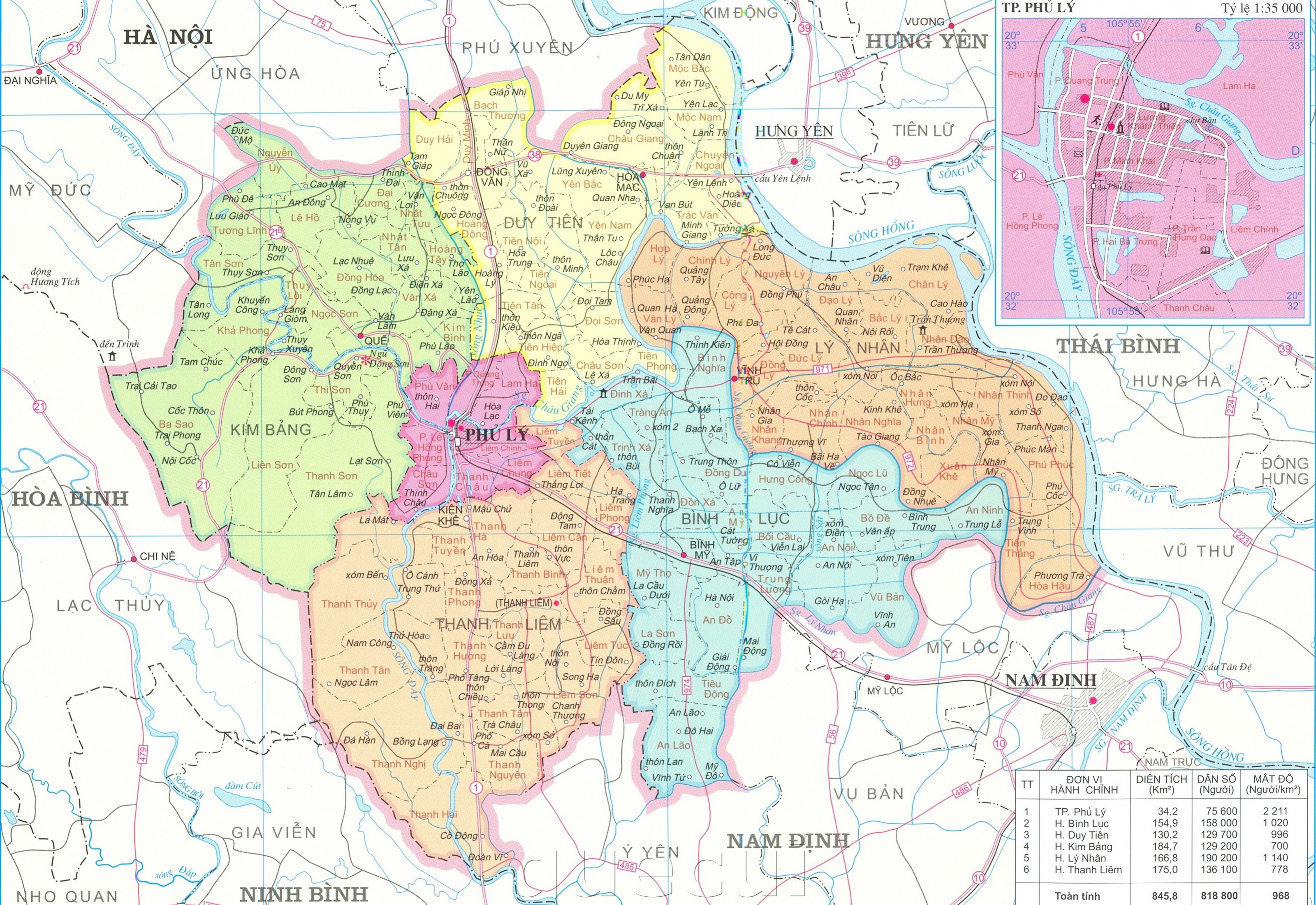 Bản đồ Hành chính tỉnh Hà Nam & Thông tin quy hoạch 2023