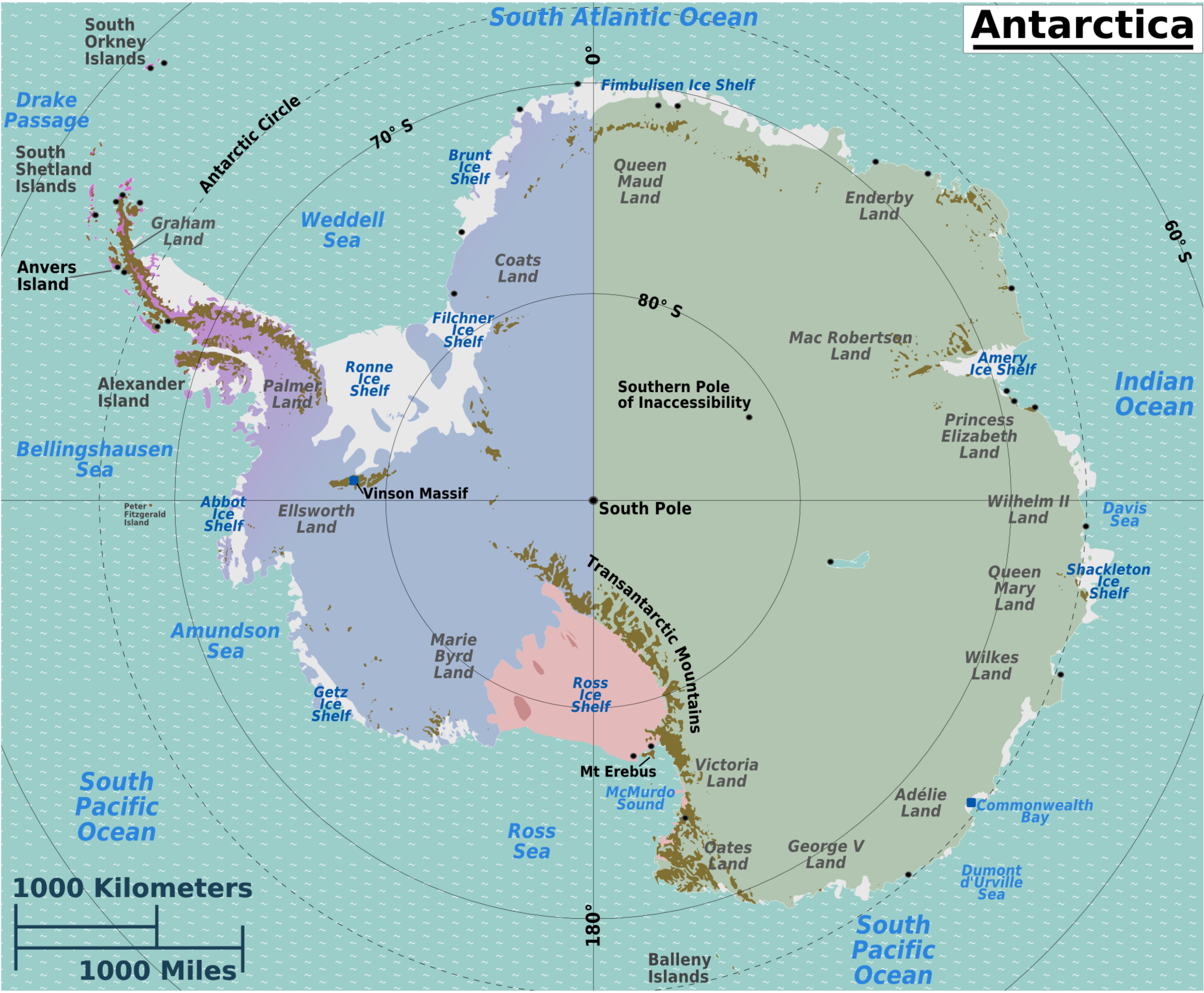 Bản Đồ Châu Nam Cực (Antarctica Map) Khổ Lớn Năm 2023